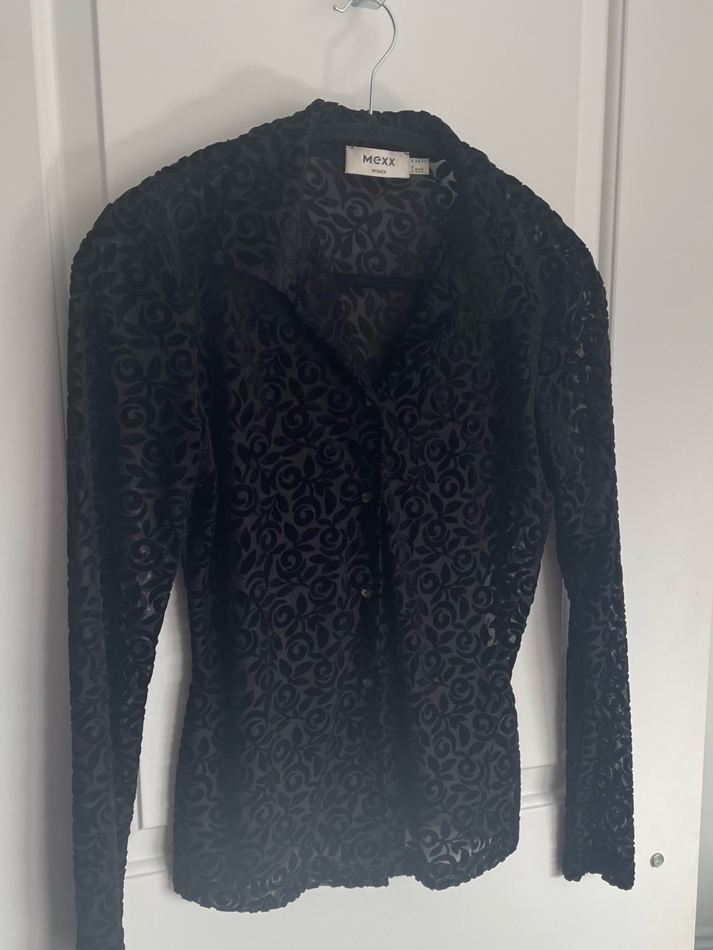 MEXX Black Velvet Burnout Button-Front Shirt